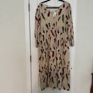 Feather Print Maxi Dress